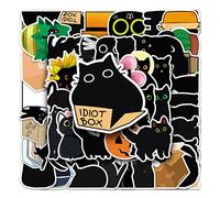 Black Cat Stickers 50 Pcs Waterproof Cute Animal Stickers for Water Bottle Laptop Hydro Flask Skateboard Computer Luggage Motorcycle Bicycle,Vinyl Kawaii Cat Stickers for Teens Girls Kids