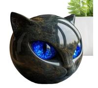 Black Cat Stone Figurine - Luxury Black Cat Stone Sculpture With Marble Texture | Handcrafted Resin Statue | Kitten Figure Gemstone Ornament For Living Room And Bedside Table