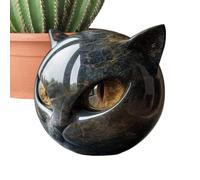 Black Cat Stone Figurine Sculpture,Handcrafted Resin Mini C-at Statue With Marble Texture And Amber Eyes,Ca-t Lover Present For Women Men,Lucky Black C at Home Decor For Indoor Garden Entryway Yard