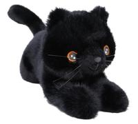 Black Cat Stuffed Animal, Plush Kitten Toy, Soft Cuddly Black Cat Plush Pillow, Embroidered Eyes Nose, No Hard Parts, Cute Stuffed Cat for Kids, Gift for Cat Lovers, Home Decor 13.8 Inch