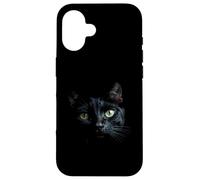 Black Cat Stunning Face Staring from the Darkness Case for iPhone 16