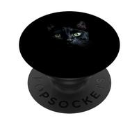 Black Cat Stunning Face Staring from the Darkness PopSockets Adhesive PopGrip