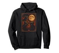 Black Cat Tarot Moon Vintage 1970s Occult Goth Art Pullover Hoodie