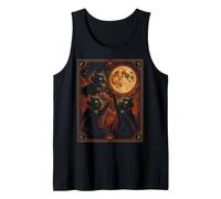 Black Cat Tarot Moon Vintage 1970s Occult Goth Art Tank Top