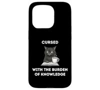 Black Cat The Burden Of Knowledge Funny Sarcastic Ironic Case for iPhone 15 Pro