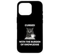 Black Cat The Burden Of Knowledge Funny Sarcastic Ironic Case for iPhone 16 Pro