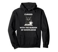 Black Cat The Burden Of Knowledge Funny Sarcastic Ironic Pullover Hoodie