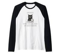 Black Cat The Burden of Knowledge Funny Sarcastic Ironic Raglan Baseball Tee
