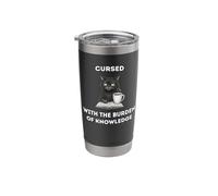Black Cat The Burden of Knowledge Funny Sarcastic Ironic Stainless Steel Insulated Tumbler
