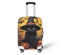 Black Cat Travel Luggage Cover All Saints' Day Suitcase Protector for Halloween Decor Fits 22inch-24inch PumpkinSuitcase Sleeve for Luggage Stretch Luggage Cover Sides Have Zippers