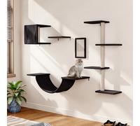 (Black) Cat Tree Set with Hammock and Jumping Platform