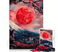 Black Cat ﹨u Red Moon 1000 Piece Jigsaw Puzzles for Adults Jigsaw Critical Think Mindful Escape Firm Fit Ideal Xmas Gift (50x75cm)