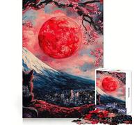 Black Cat ﹨u Red Moon Jigsaw for Teenagers 1000 Pieces Cognitive Workout Leisure Pleasure No Rough Edges Art Xmas Gift (38x26cm)