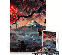 Black Cat ﹨u Red Moon Puzzles for Adults 1000 Piece Reasoning Practice Peaceful Recreation Interlock Well Seasonal Gift (50x75cm)