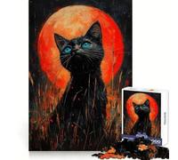 Black Cat Under Blood Moon Jigsaw for Teenagers 1000 Pieces Thought Training Quiet Enjoyment Snug Fit Creative Gift (38x52cm)