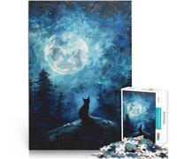 Black Cat Under Full Moonteenagers 2000 Piece Jigsaw Puzzle Difficult and Challenge for is ideal as a gift for the whole family 70x100cm