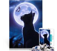 Black Cat Under Moonlight1000 Piece Puzzle For teenagers for Educational Game Challenge Toy Unique Birthday and Gifts 38x26cm