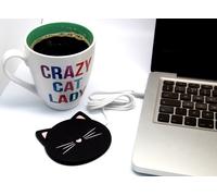 Black Cat USB Heat Heater Coaster Tea Coffee Mug Warmer Home Office Cup Mat Pad