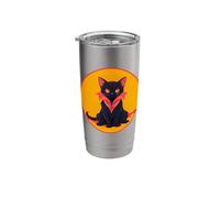 Black CAT Vampire Halloween Cute Funny Retro Vintage Kitten Stainless Steel Insulated Tumbler