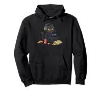Black Cat Video Gamer Controller PC Console Gaming Nerd Pullover Hoodie