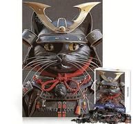 Black Cat Vintage Samurai 1000 Piece Jigsaw Puzzles for Adults Reasoning Practice Quiet Enjoyment Premium Edges Holiday Present (38x52cm)