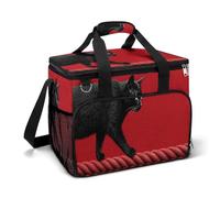 Black Cat Walking Along The Rope Camping Cooler Bag Insulated Beach Coolers Portable Leak Proof Bags with Shoulder Strap
