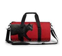 Black Cat Walking Along The Rope Travel Gym Bag for Women Men Cylindrical Duffle Bag Sport Workout Bag with Shoulder Strap