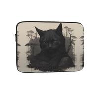 Black cat Watching Printed 15 inch Laptop Case, Business/Office Commuter Laptop Case