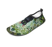 Black Cat Water Shoes for Men Women, Lightweight Stretch Swim Shoes with Anti-Slip Rubber Sole, Quick-Dry Aqua Socks for Pool, Beach, Surfing, Style, 14 Women/14 Men