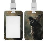 Black Cat Wearing A Witch's Hat ID Badge Holder Retractable Clip Card Holder Card Protector Name Badge Name Tag for Work Office Doctor Nurse