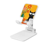 Black Cat Wearing White Sunglasses Foldable Cell Phone Stand Adjustable Angle Height Desktop Portable Cellphone Cradle Compatible With All Smartphone White-Style