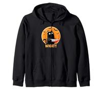 Black Cat What Knife Halloween Spooky Funny Murderous Cat Zip Hoodie