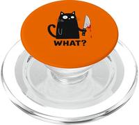 Black Cat What Murderous Halloween Costume Kitten with Knife PopSockets PopGrip for MagSafe