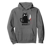 Black Cat What Murderous Halloween Costume Kitten with Knife Pullover Hoodie