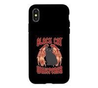 Black Cat Whisperer Rock and Roll Style Angel Wings Case for iPhone X/XS