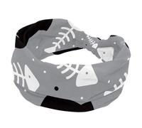 Black Cat White Fish Bone Women’s Headbands Elastic Wide Turban Headband Soft Head Bands Non Slip Hairband for Yoga Workout Sport Running