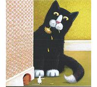 Black Cat & White Mouse Fun Greetings Card by Vicky Mount