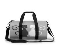 Black Cat White Sport Duffel Bag Gym Bag Weekend Overnight Bag for Travel Camping Hiking Beach 45x23x23cm