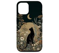 Black Cat Wildflower Plant Pattern Celestial Case for iPhone 12/12 Pro