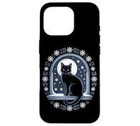 Black Cat Winter Night Snowflakes Enchanting Case for iPhone 16 Pro