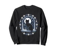 Black Cat Winter Night Snowflakes Enchanting Sweatshirt