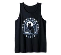 Black Cat Winter Night Snowflakes Enchanting Tank Top