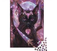 Black Cat Witch 1000 Pc Jigsaw Puzzle Stressful Workers Anxiety Relief Home Wall Art Cognitive Training 38x26cm/1000pcs