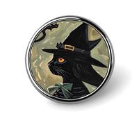 Black Cat Witch Backpack Pin Cute Brooch Decoration Brooches for Women Mens Lapel Pins for Suits Fashion Button Badges for Hat Backpacks Purses Jackets Shirt Suit Lapels-Circular