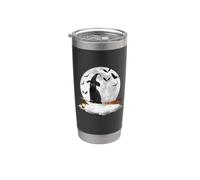 Black Cat Witch Fly On A Broomstick Funny Halloween Costume Stainless Steel Insulated Tumbler