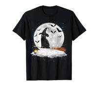 Black Cat Witch Fly On A Broomstick Funny Halloween Costume Value Graphic T-Shirt