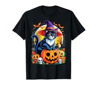 Black Cat Witch Scary Halloween Spooky Pumpkin Cat Lover T-Shirt