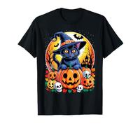 Black Cat Witch Scary Halloween Spooky Pumpkin Cat Lover T-Shirt