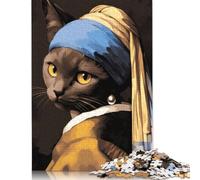 Black Cat with A Pearl Jigsaw Puzzles Puzzle for Adults Kids. 1000 Piece Impossible Challenge Toy Educational Game Home Decoration for Adults& Kids Age 14 Years Up 1000pcs (75x50cm)