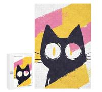 Black Cat with Big Eyes Abstract Jigsaw Puzzle, 1000 PCS, Indoor Activity for The Home, A Seasonal Gift for Adults Who Enjoy Puzzles, This Winter